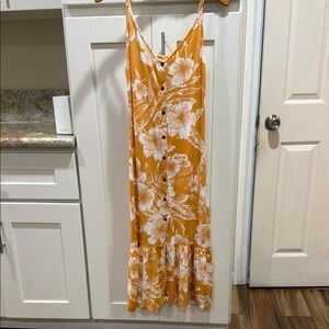 Roxy Floral Button-Down Maxi Dress in Orange and White